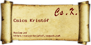 Csics Kristóf névjegykártya